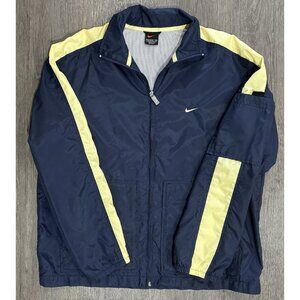 VTG Nike Womens Medium 8-10 Red Center Swoosh 90s Track Navy Blue Gold